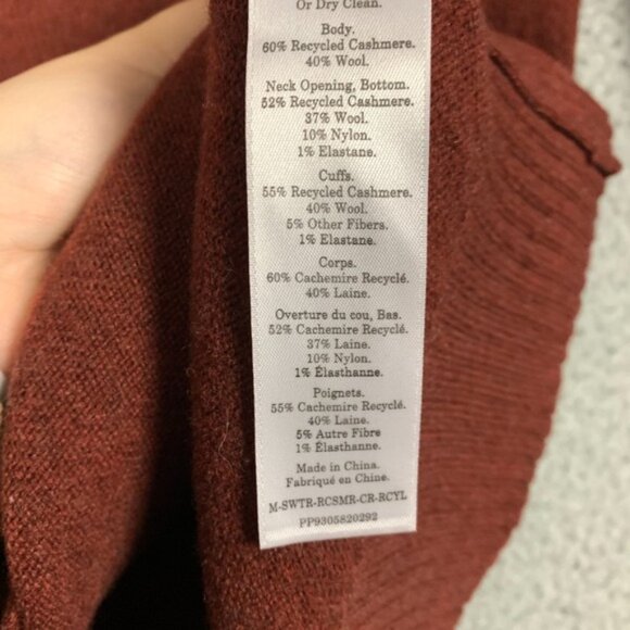 Everlane Recashmere Sweater Mens Small Reddish Brown Crewneck Cashmere Wool Cozy - Picture 6 of 9